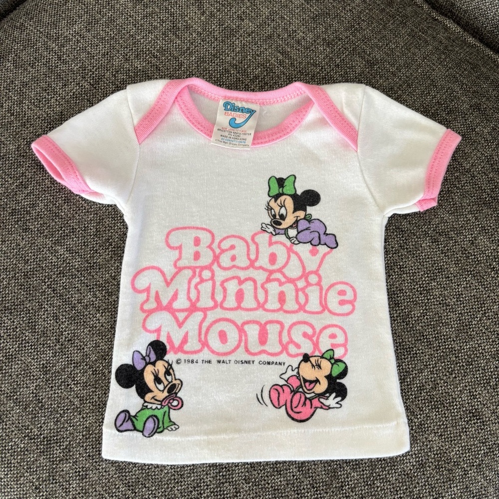 Vintage Disney baby Minnie Mouse short sleeve shirt nb-6mo